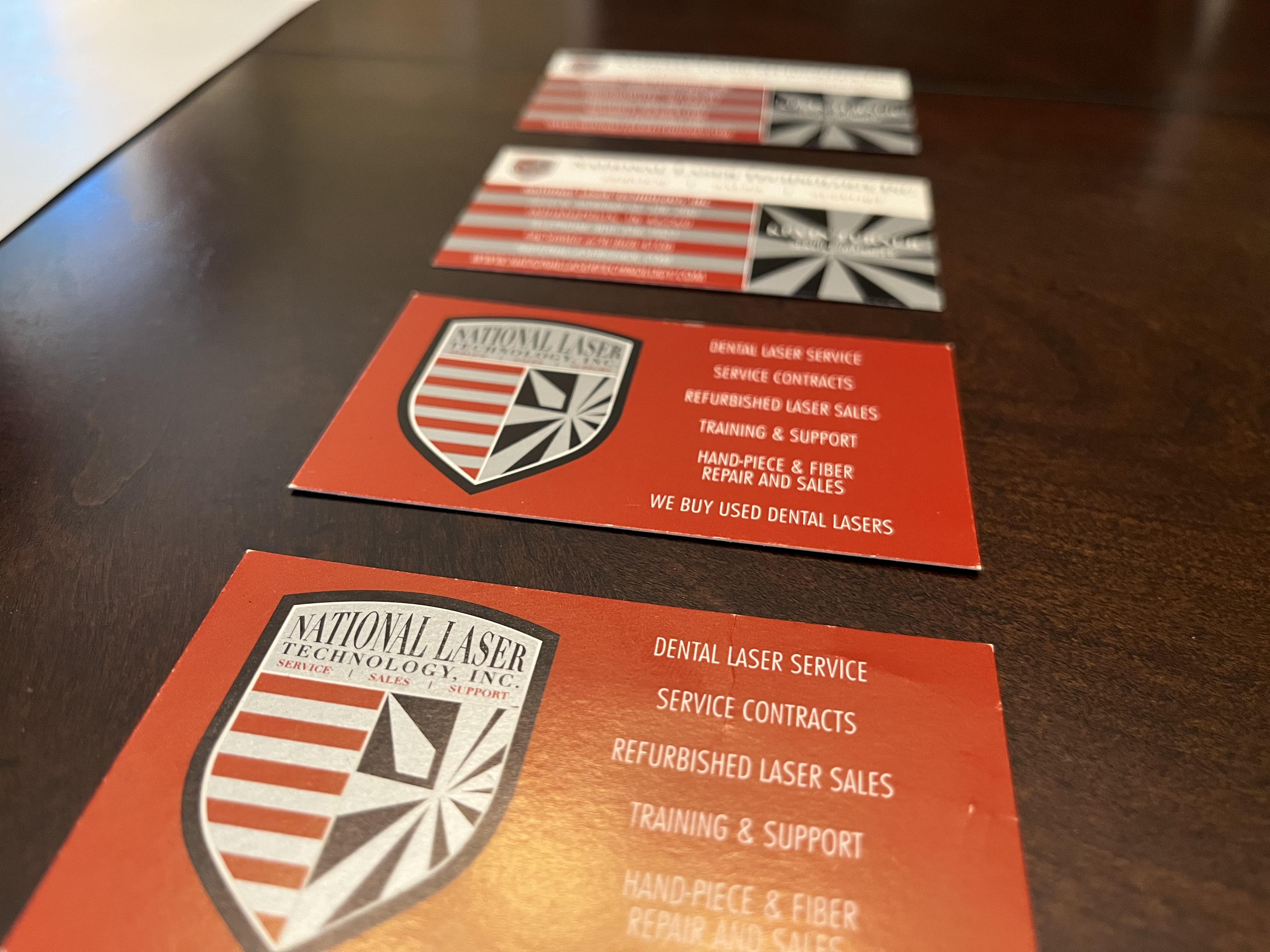 National Laser Business cards metallic reflective ink detail