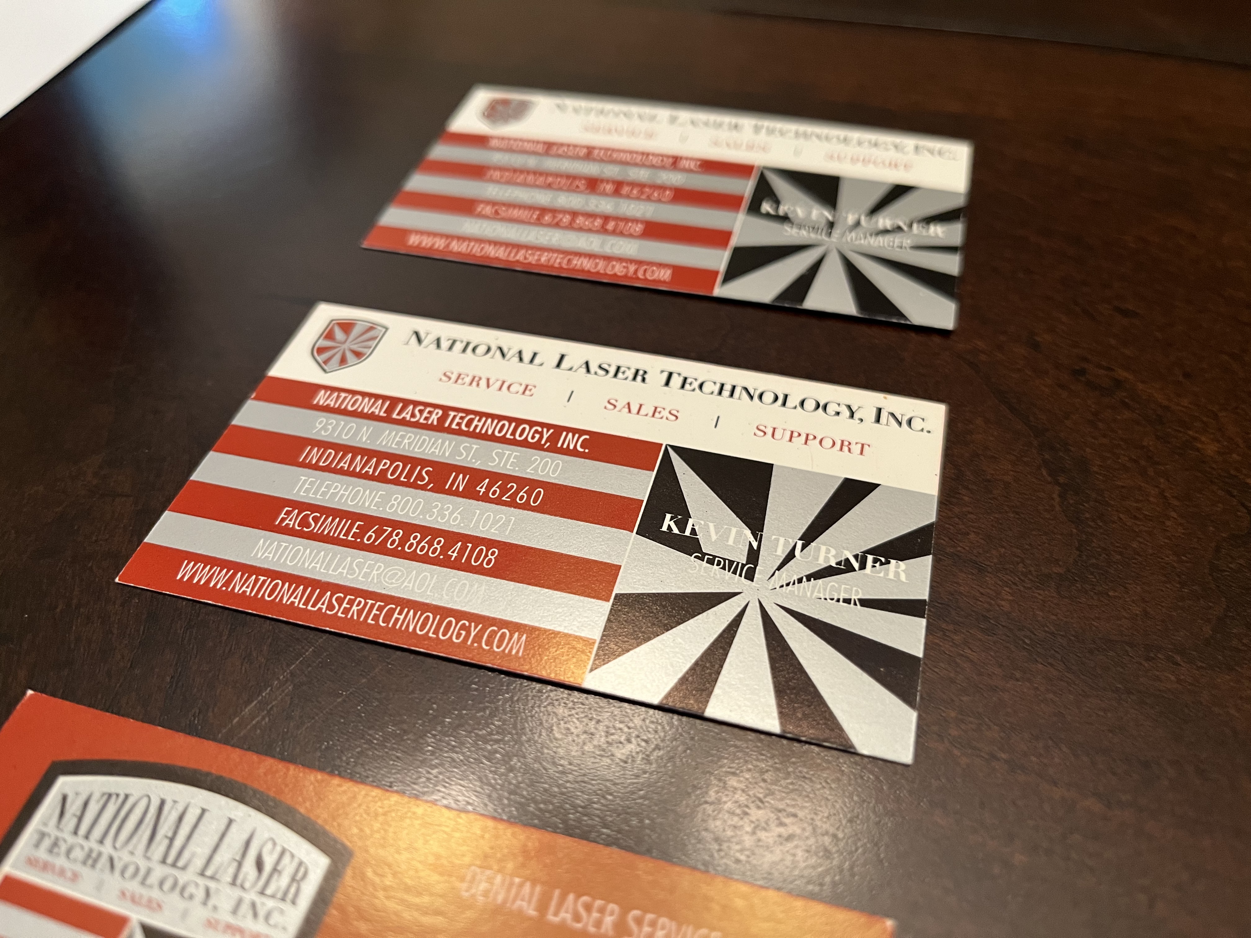 National Laser Business cards metallic reflective ink detail