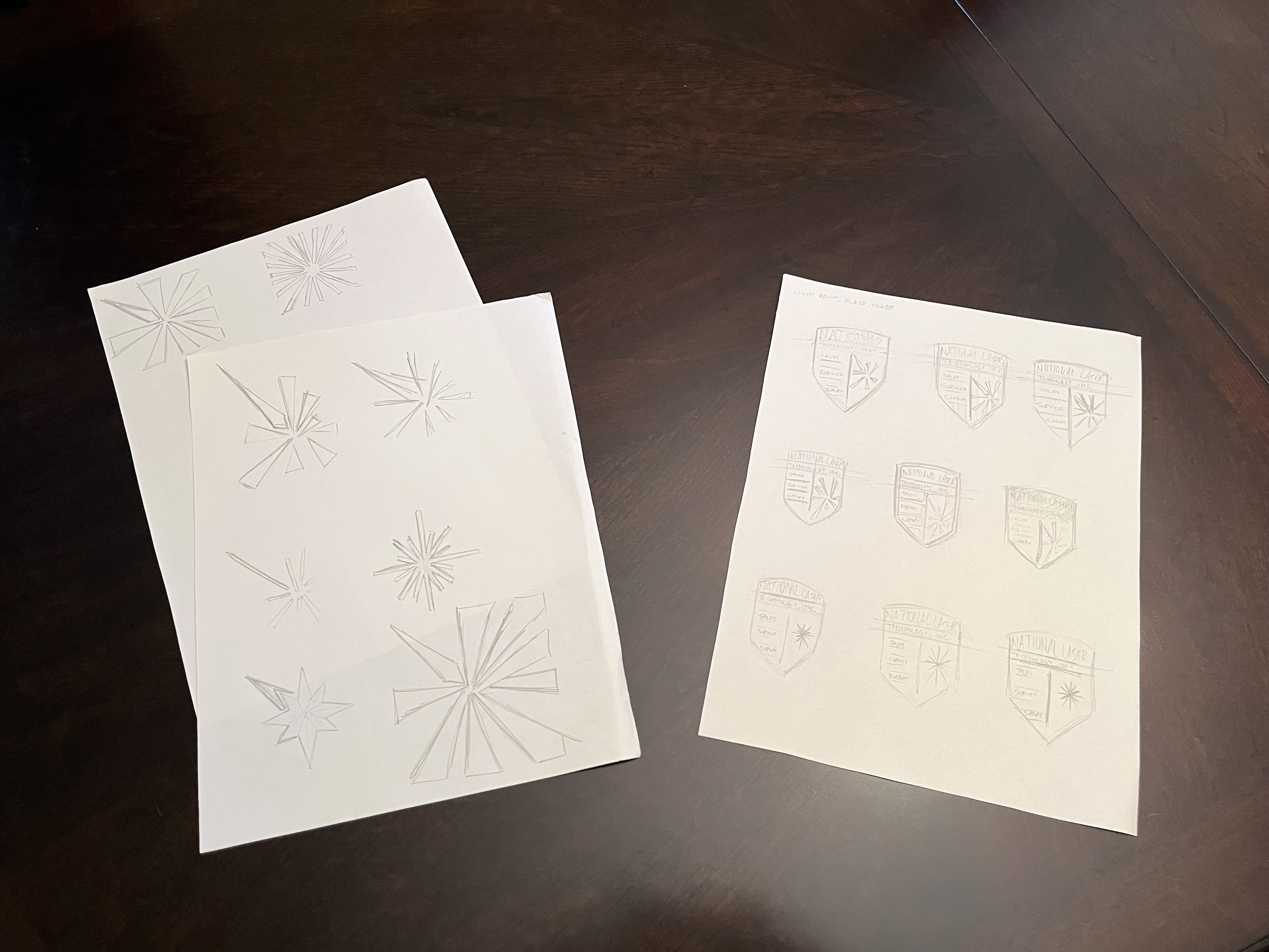 National Laser intial sketches intial sketches process